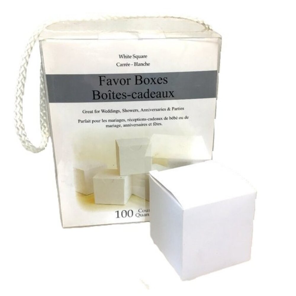 Wedding Birthday Parties 100 White Square Boxes Gift Favor 2.25" Sq - NWT